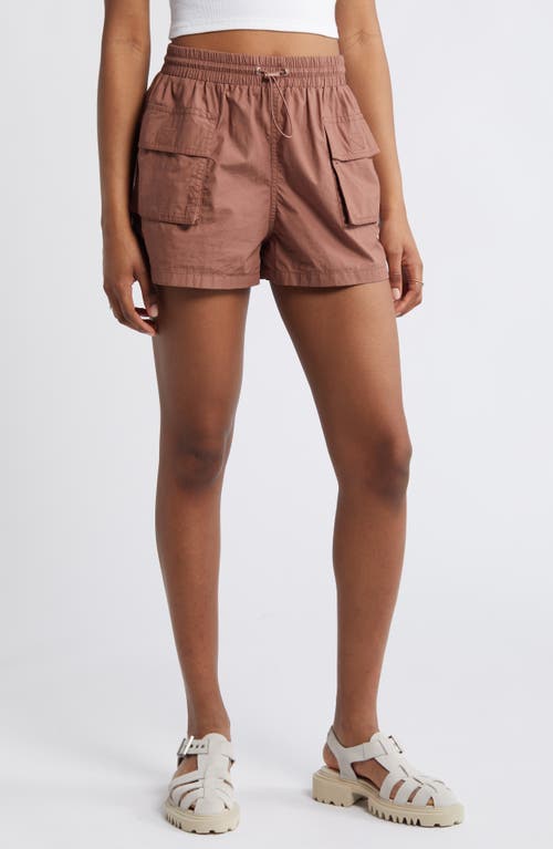Cotton Poplin Cargo Shorts in Brown Topaz