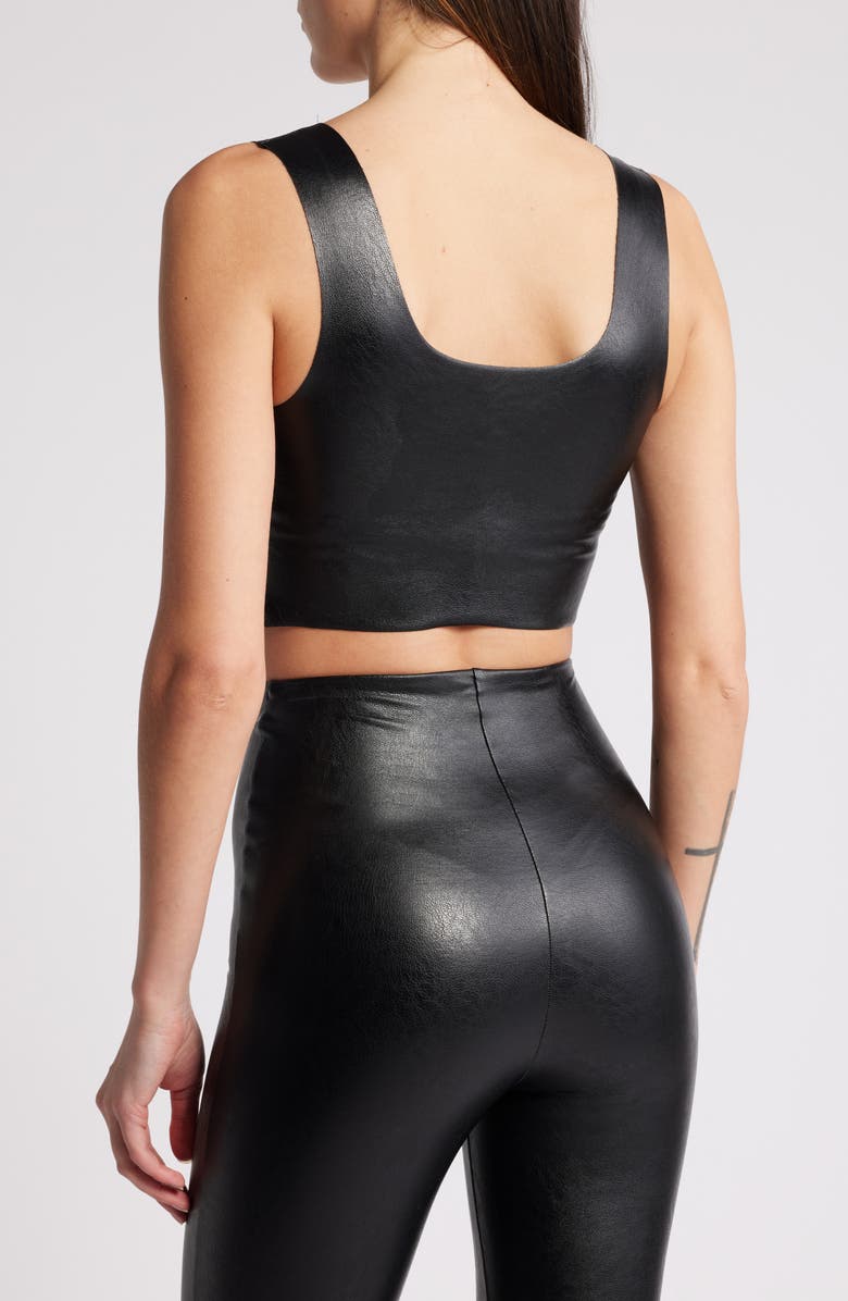 Commando Faux Leather Crop Top, Alternate, color, Black