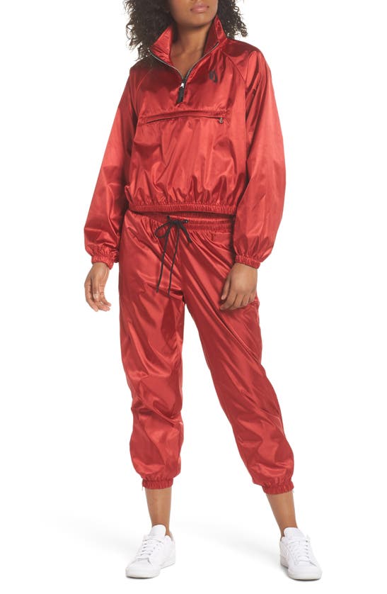 Nike Satin Track Pants In Gym Red/ Black
