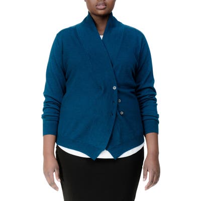 Plus Size Universal Standard Curved Merino Wool Cardigan, Size S (1-16W) - Blue