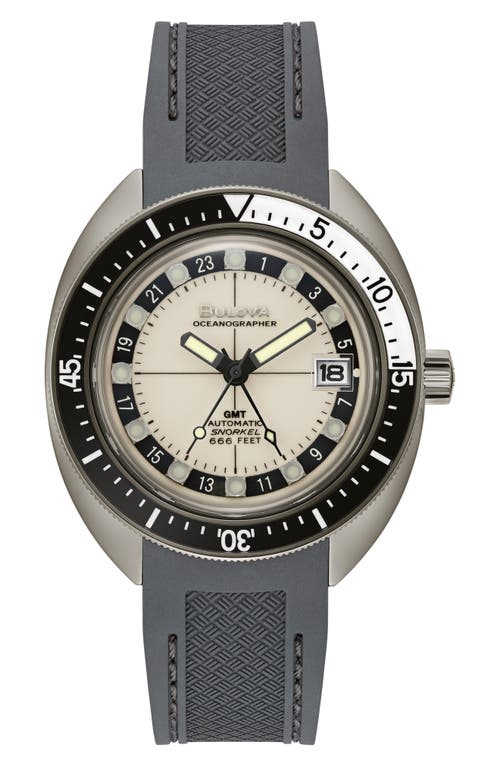 BULOVA Oceanographer Automatic Silicone Strap Watch, 41mm in Gray at Nordstrom