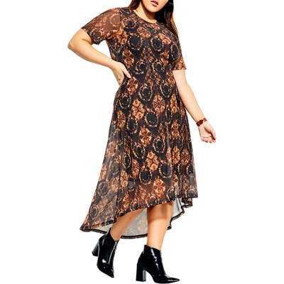 Plus Size City Chic Tie Dye Mesh High/low Dress