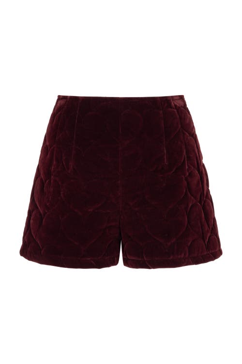 Shop Nocturne Quilted Mini Shorts In Burgundy