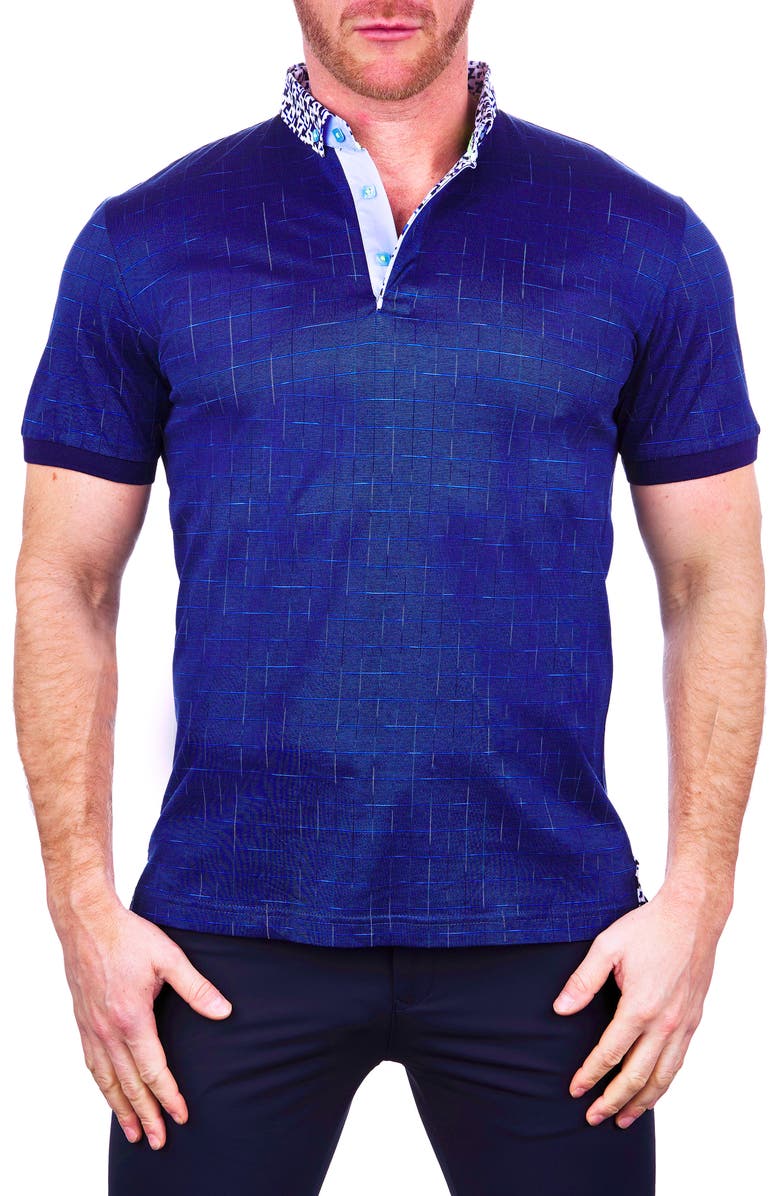Maceoo Mozartwindow Blue Button-Down Polo, Main, color, 