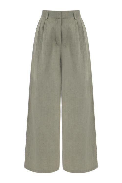 Shop Nocturne Pleated Wide Leg Pants In Dark Beige