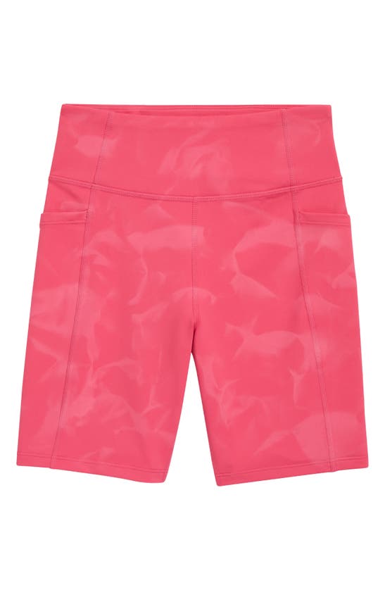 Zella Girl Kids' Spray Dye Pocket Bike Shorts In Pink Rouge Spray Dye