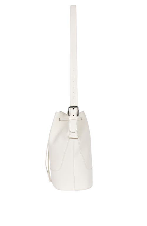 Shop Hyer Goods Upcycled Leather Everyday Cinch Bucket Bag In Cream