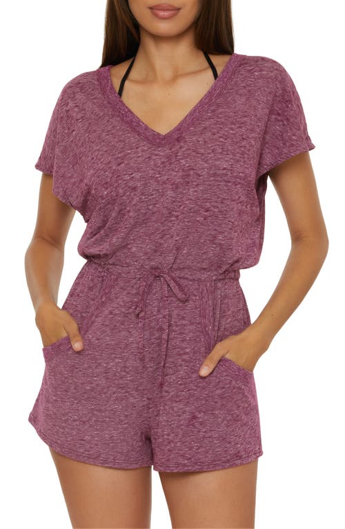 Shop Becca Beach Date Burnout Jersey Cover-up Romper In Aubergine