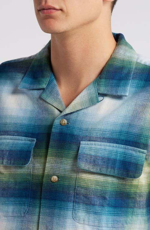 Shop Pendleton Baja Board Plaid Camp Shirt In Blue/green Ombre