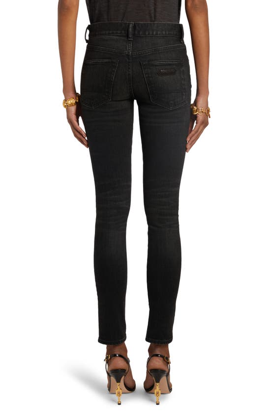 Shop Tom Ford Distressed Stretch Denim Skinny Jeans In Black