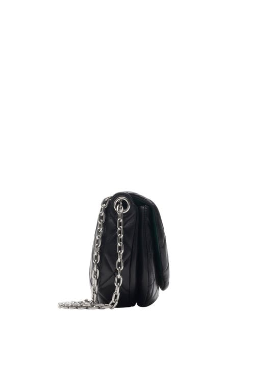 Burberry Black Leather Rocking Horse Shoulder Bag In Black/palladium