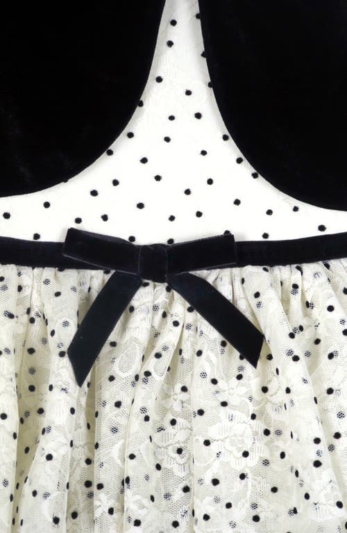 Shop Zunie Kids' Swiss Dot Lace Overlay Party Dress & Velvet Bolero Set In Ivory/black