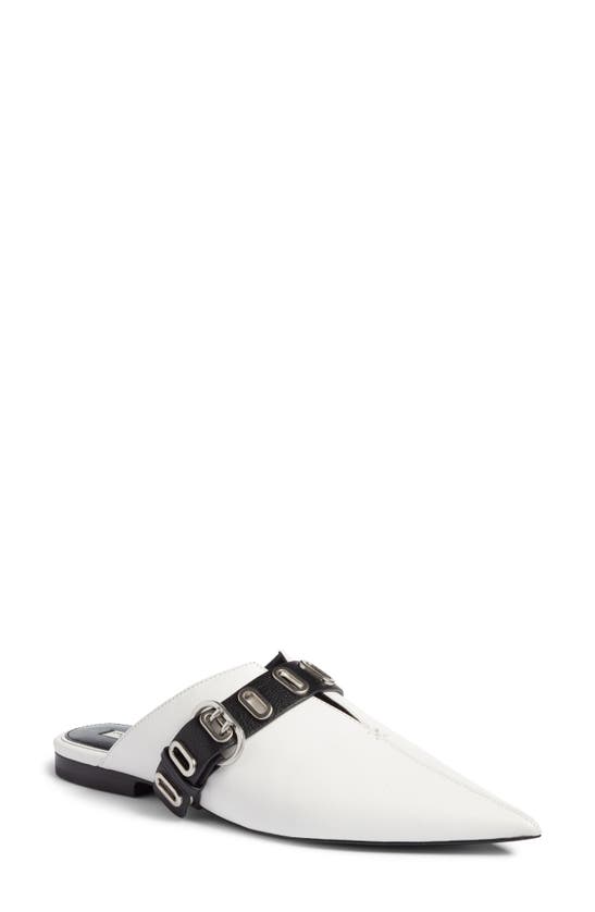 Rag & Bone Victory Leather Buckle Mules In Bright White
