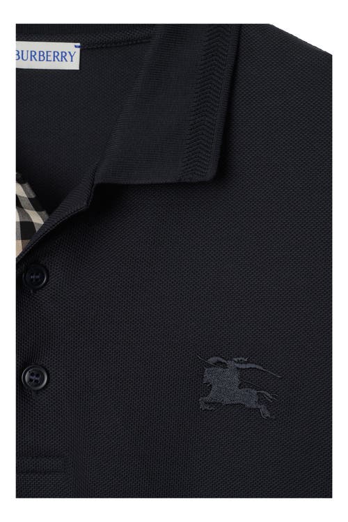Burberry Ekd Long-sleeve Polo Shirt In Coal Blue