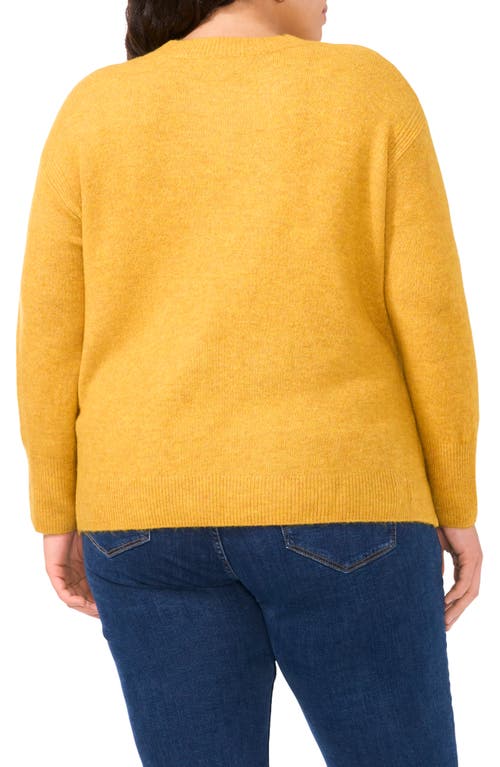 Shop Vince Camuto Rib Trim Crewneck Sweater In Amber