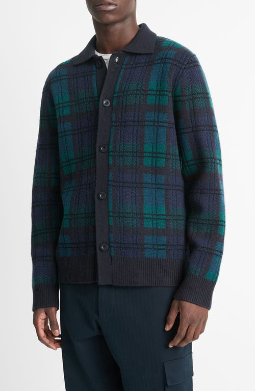 Shop Vince Plaid Wool & Cashmere Button-up Cardigan In Coastal Combo