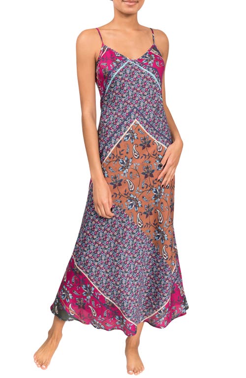 Everyday Ritual Angelina Floral Cotton & Silk Slip Nightgown Navy English Garden at Nordstrom,