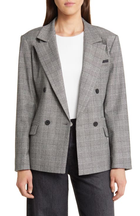Bea Check Double Breasted Wool Blend Blazer