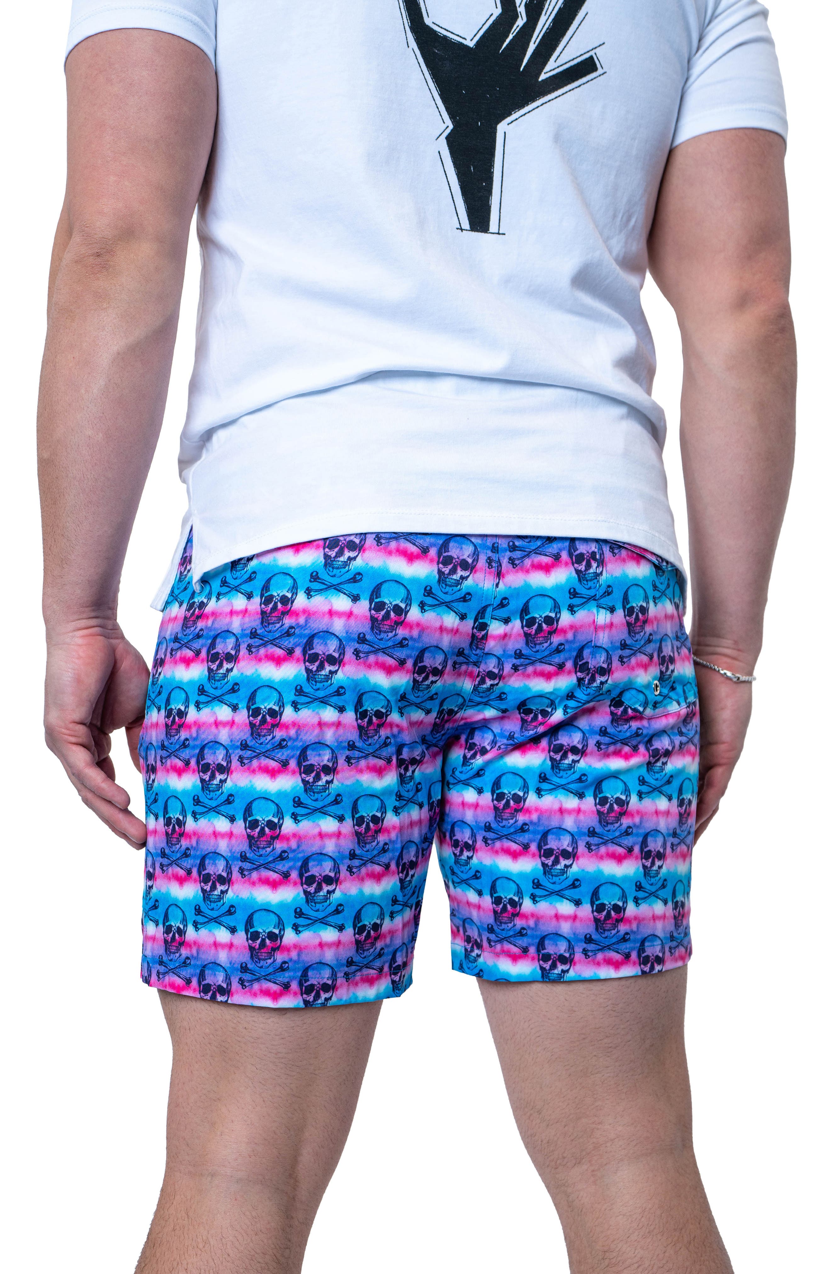 Maceoo Swim Lion Skull & Crossbones Swim Trunks in Grey