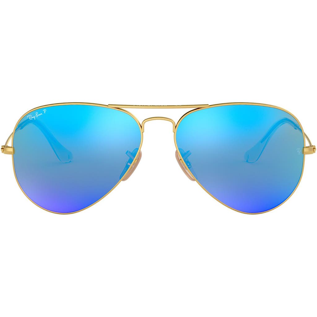 Ray Ban Ray-ban Standard Icons 58mm Mirrored Polarized Aviator Sunglasses In Blue
