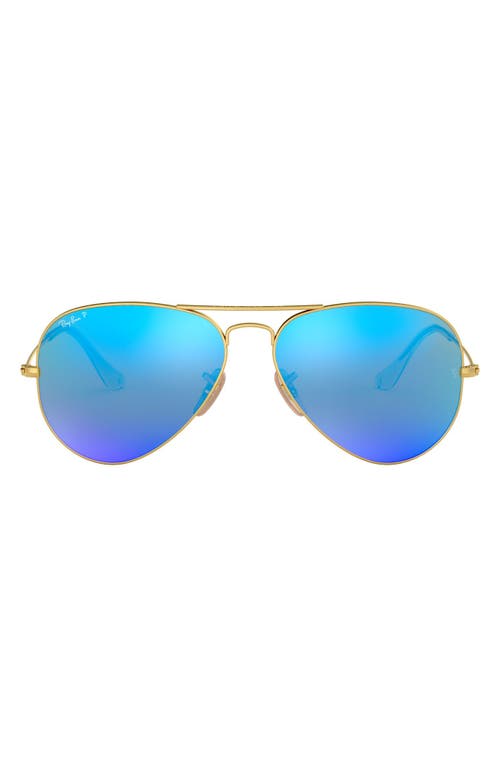 Ray-Ban Standard Icons 58mm Mirrored Polarized Aviator Sunglasses in Gold/Blue Mirror at Nordstrom