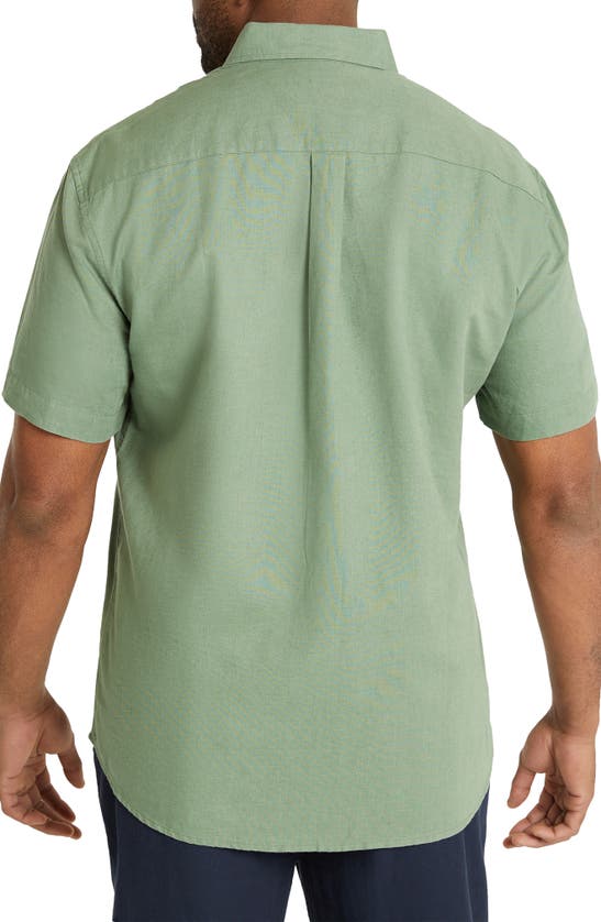 Shop Johnny Bigg Fresno Solid Linen & Cotton Short Sleeve Button-up Shirt In Fern