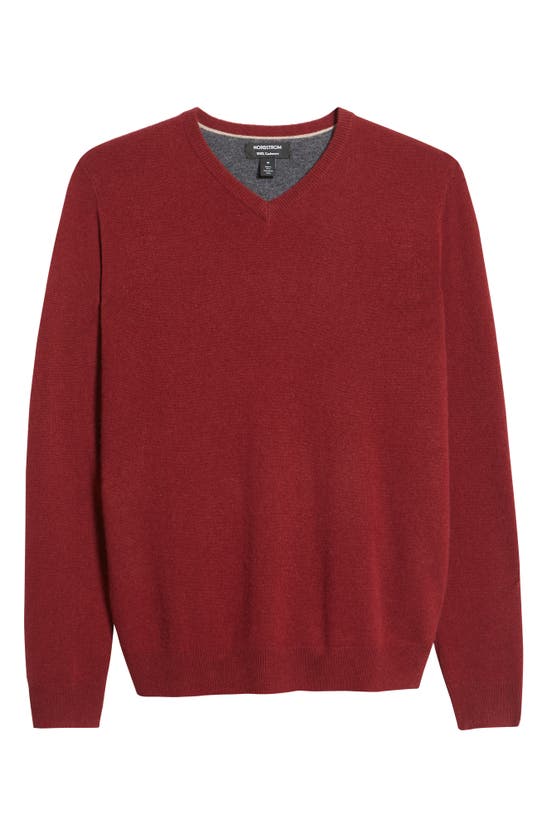 Nordstrom V-neck Cashmere Sweater In Red Cinder