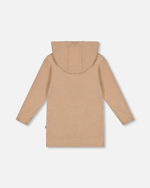 Deux Par Deux Girls' Hooded Rib Tunic - Big Kid In Oatmeal