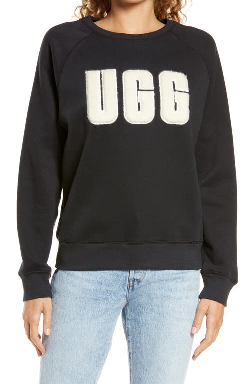UGG(R) Collection Madeline Fuzzy Logo Sweatshirt in Black /Cream