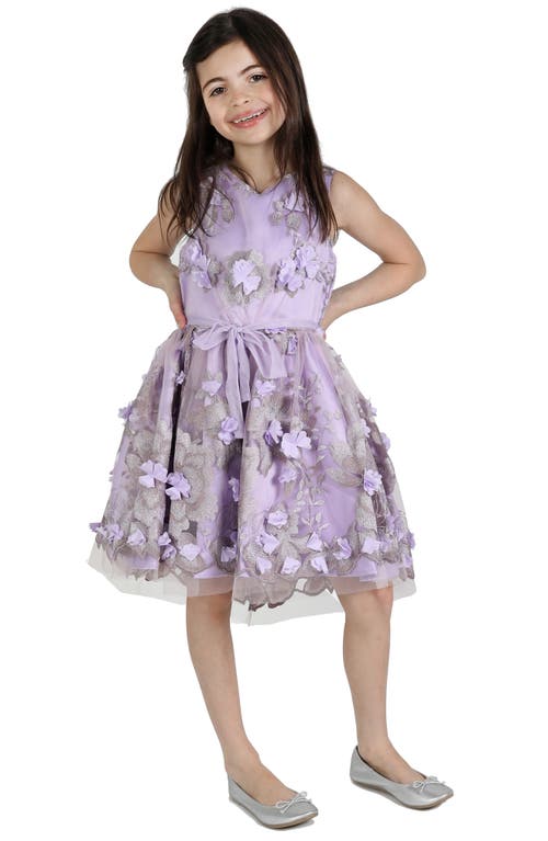 Christian Siriano Kids' Floral Embroidered 3D A-Line Dress Lilac at Nordstrom,