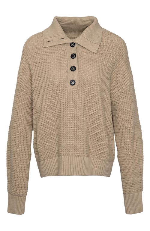 Shop Barbour Woodside Long Sleeve Waffle Knit Cotton & Wool Polo Sweater In Oatmeal