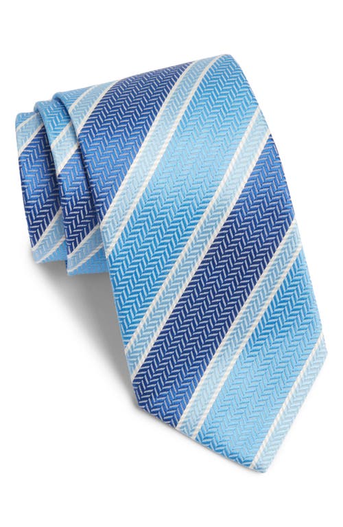 X-Long Chevron Stripe Silk Tie in Blue