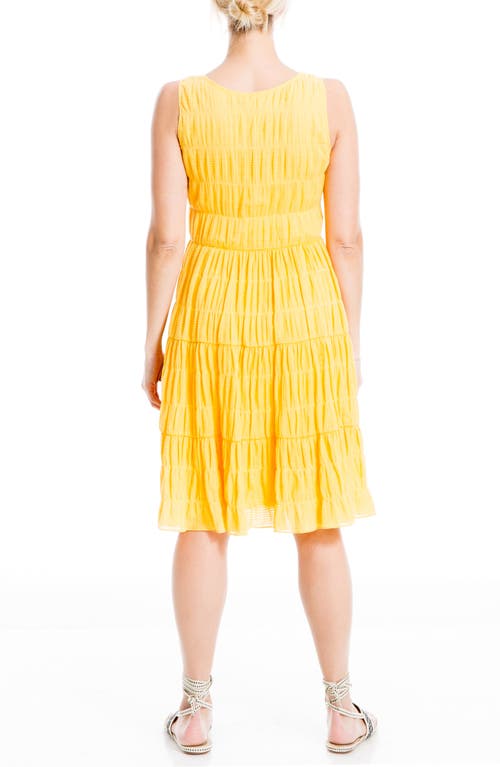 Shop Max Studio London Texture Tiered Stretch Cotton Dress In Sunshine-sunshine