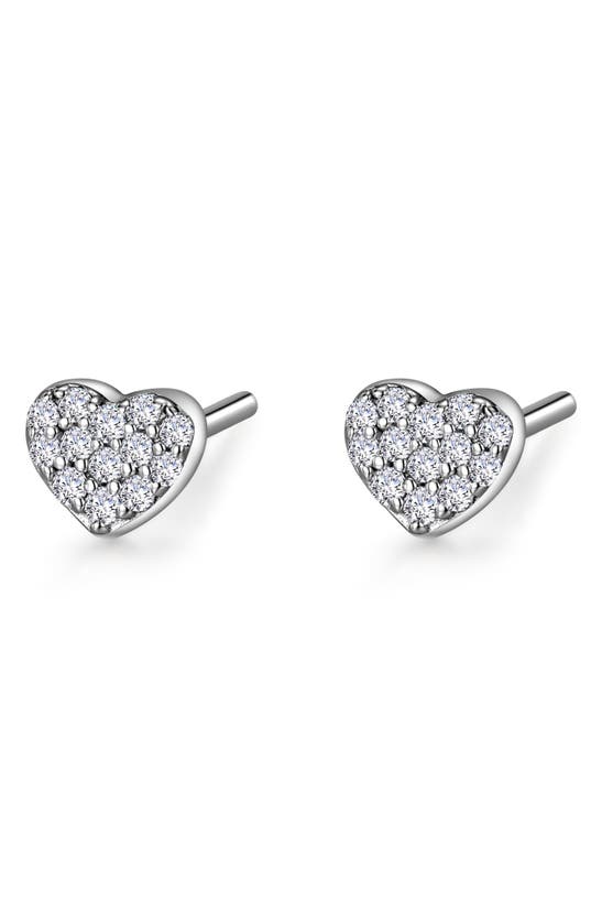 Lafonn Mini Pavé Crystal Heart Stud Earrings In Metallic