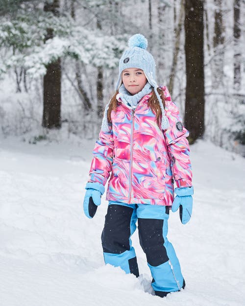 Shop Deux Par Deux Girl's Two Piece Snowsuit Air Blue Printed Marble