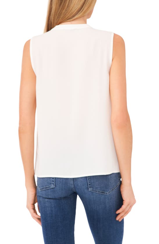 Cece Ruffle Placket Sleeveless Top In New Ivory