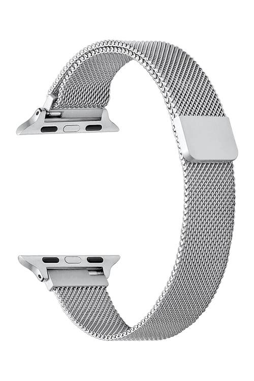 Shop The Posh Tech Skinny Stainless Steel Mesh Apple  Watch Replacement Band In Silver