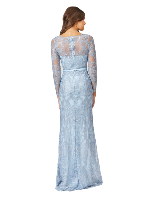 Lara New York Long Sleeve Lace Mermaid Gown In Lightblue