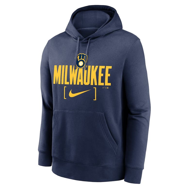 Shop Nike Navy Milwaukee Brewers Club Slack Pullover Hoodie