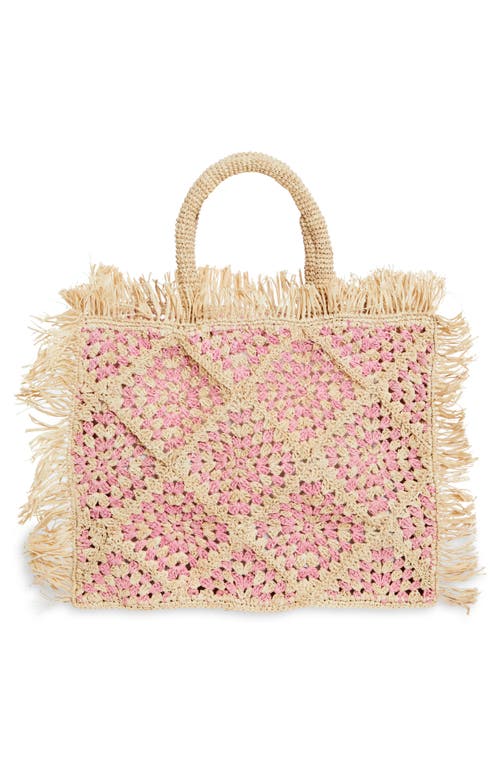 Shop Eilaf Najoom Crochet Raffia Tote In Pink