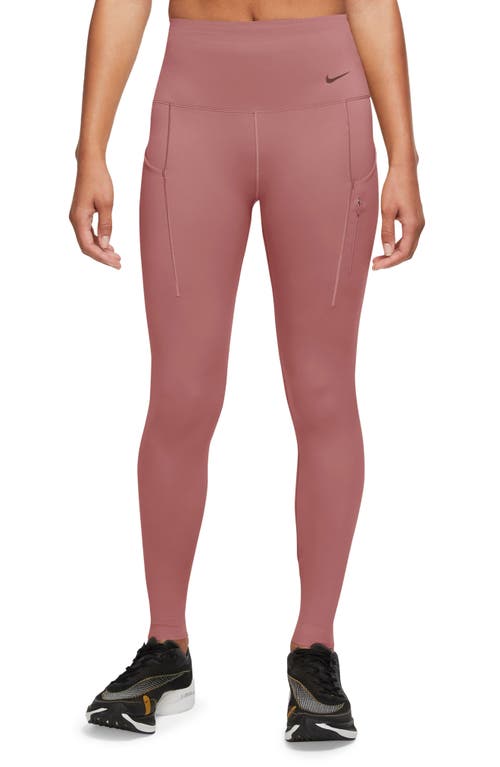 Shop Nike Dri-fit Go High Waist 7/8 Leggings In Canyon Pink/black