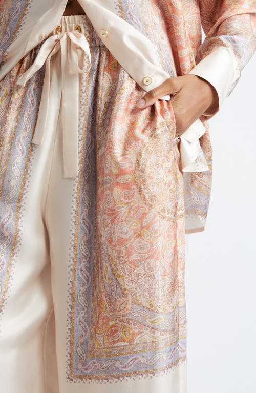 Shop Zimmermann Illustration Floral Paisley Wide Leg Silk Track Pants In Paisley Haze