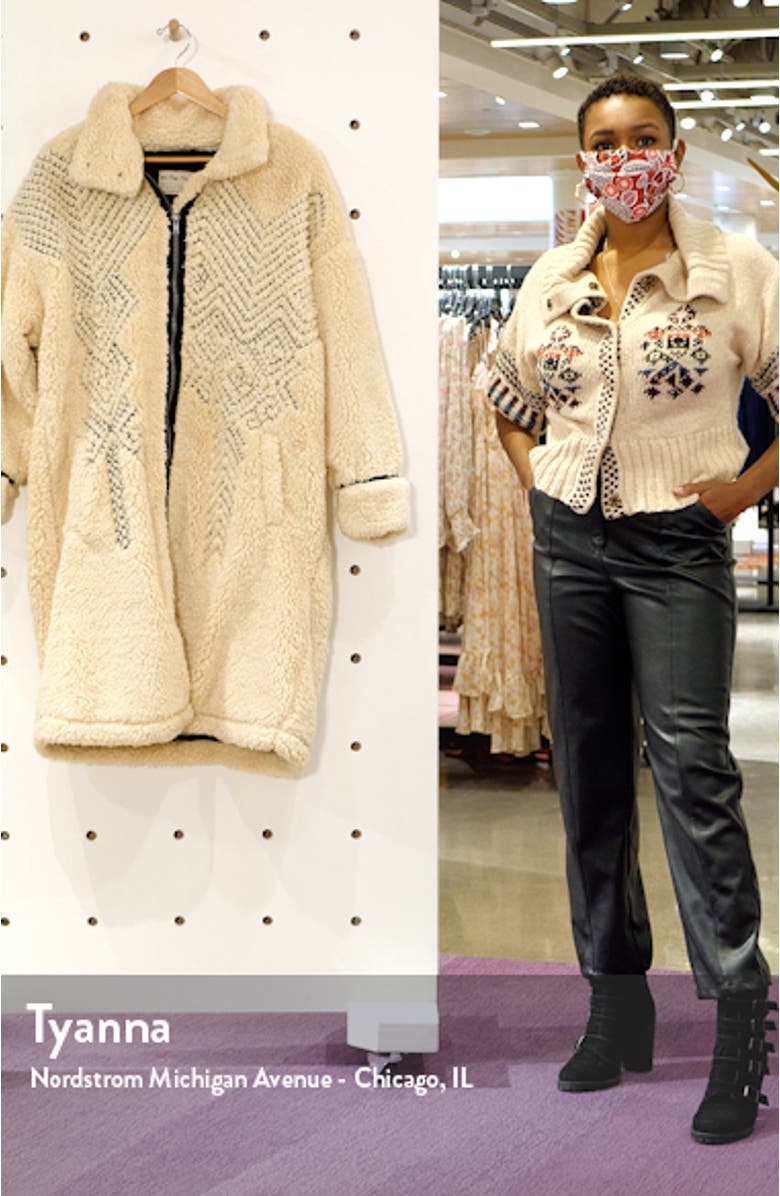 Avery Embroidered Teddy Coat, sales video thumbnail