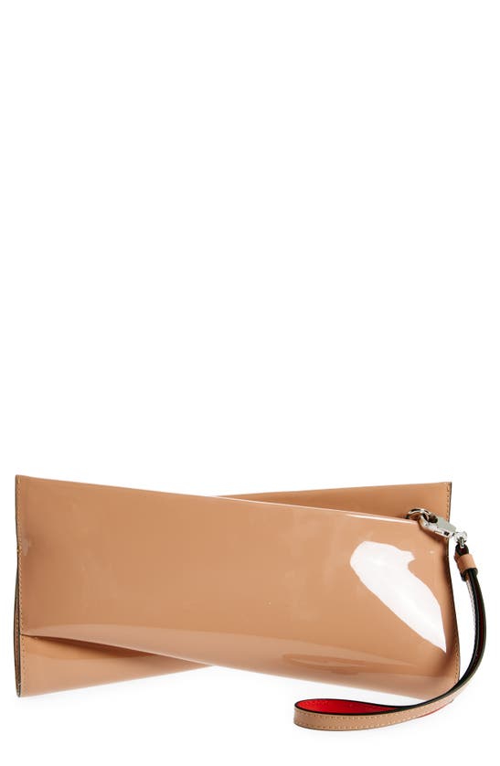 Shop Christian Louboutin Loubitwist Patent Leather Clutch In Blush