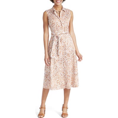 Petite Nic+Zoe Copper Kiss Midi Shirtdress, Brown