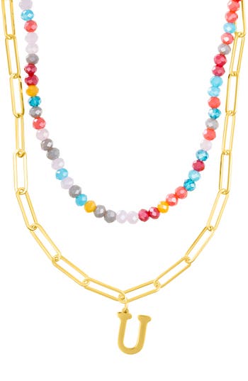 Shop Adornia Initial Layered Necklace In Multi-u