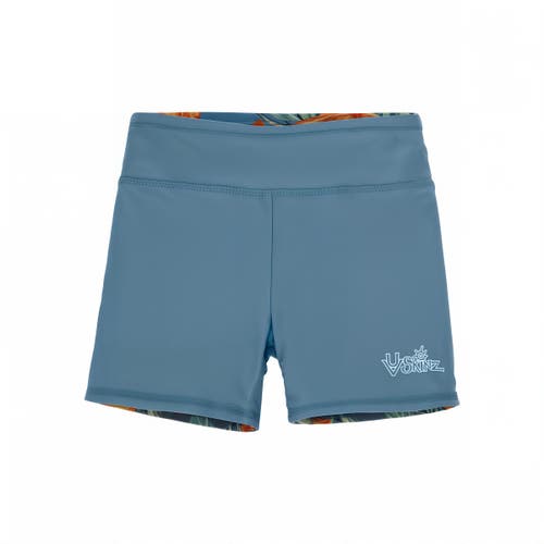 Uv Skinz Reversible Active Swim Shorts In Maui Hibiscus/baltic