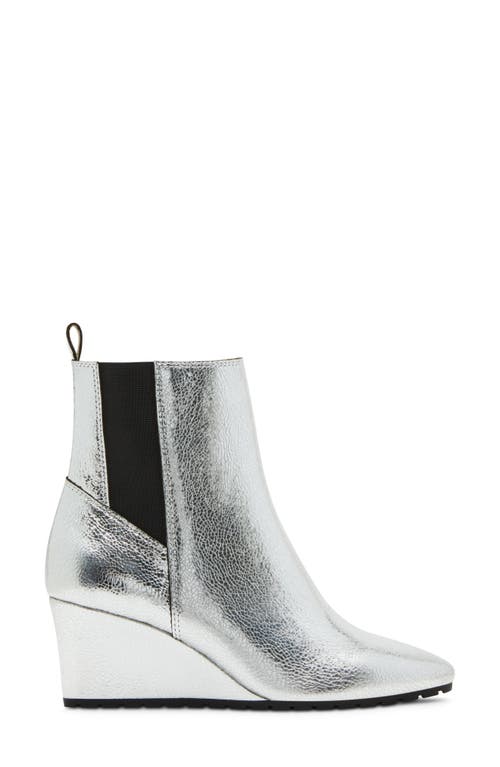 Shop Blondo Veena Waterproof Wedge Bootie In Silver Leather