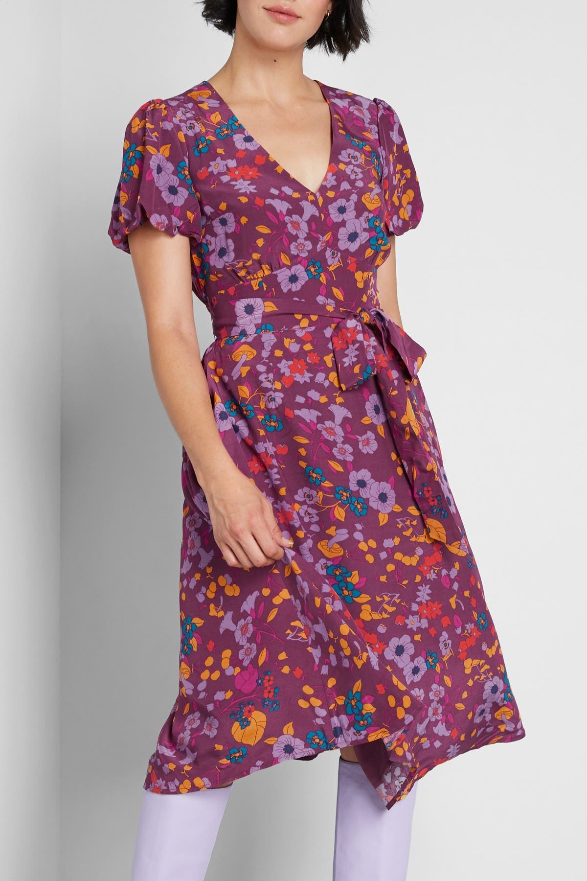 a line midi dress with sleeves