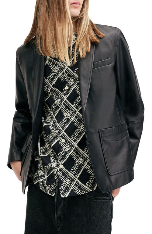 Shop Allsaints Andrius Leather Blazer In Black